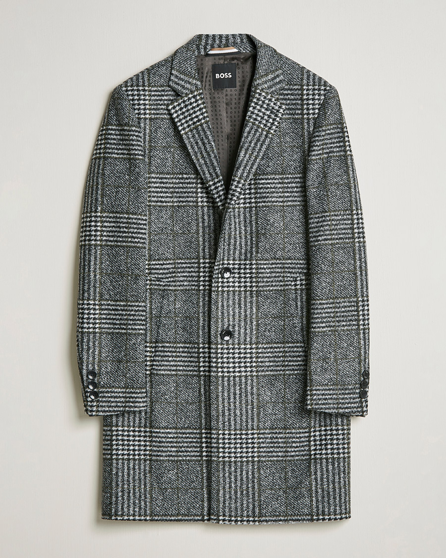Hombres | Abrigos y chaquetas | BOSS BLACK | Hyde Wool Checked Coat Black/Grey