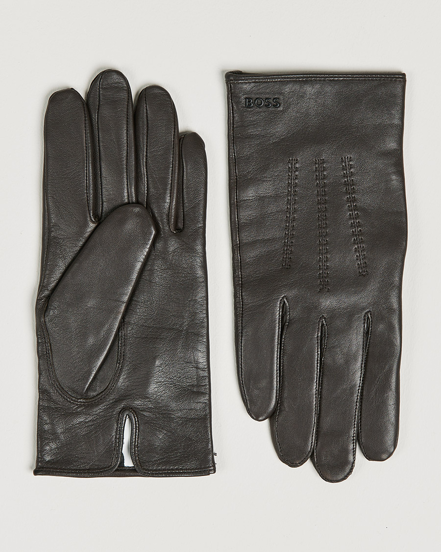 Hombres | Hainz Leather Gloves Medium Brown | BOSS BLACK | Hainz Leather Gloves Medium Brown