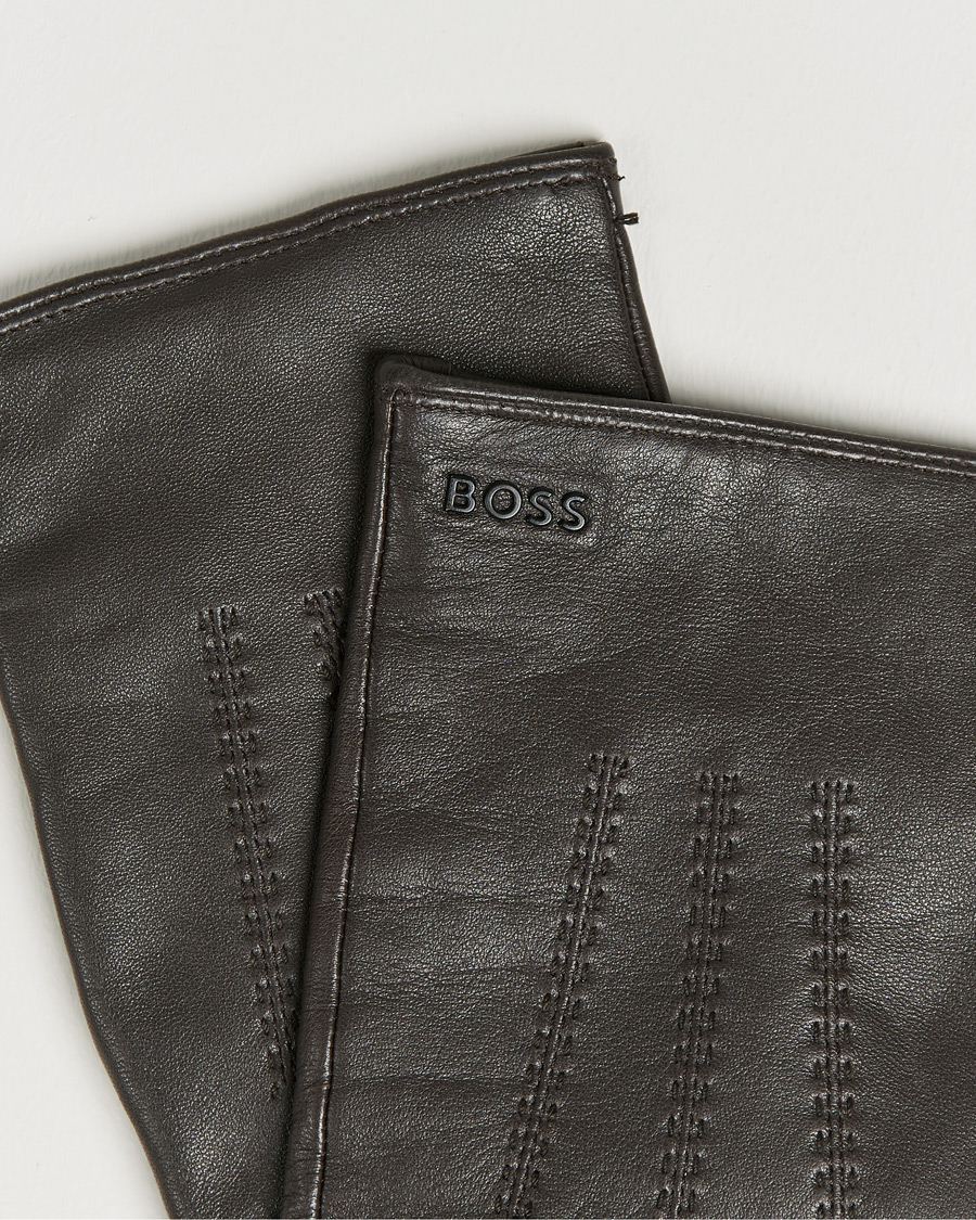 Hombres | Hainz Leather Gloves Medium Brown | BOSS BLACK | Hainz Leather Gloves Medium Brown