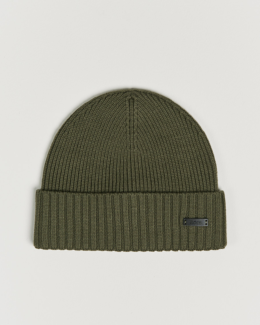 Hombres | BOSS Fati Beanie Open Green | BOSS BLACK | BOSS Fati Beanie Open Green