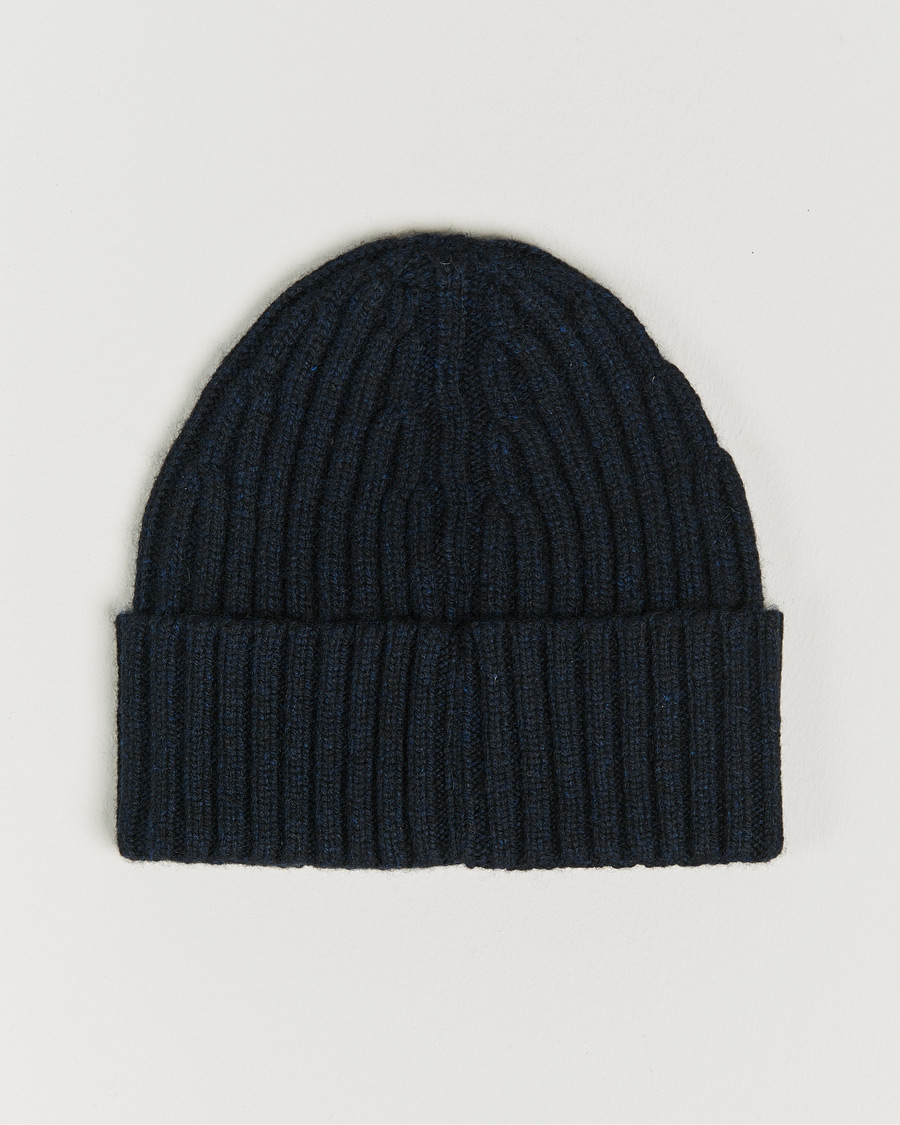Hombres | Lino Cable Knitted Beanie Dark Blue | BOSS BLACK | Lino Cable Knitted Beanie Dark Blue