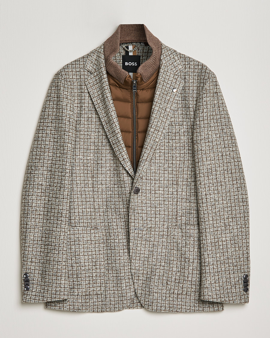 Hombres | Blazers | BOSS BLACK | Hanry Wool Checked Patch Pocket Blazer Silver