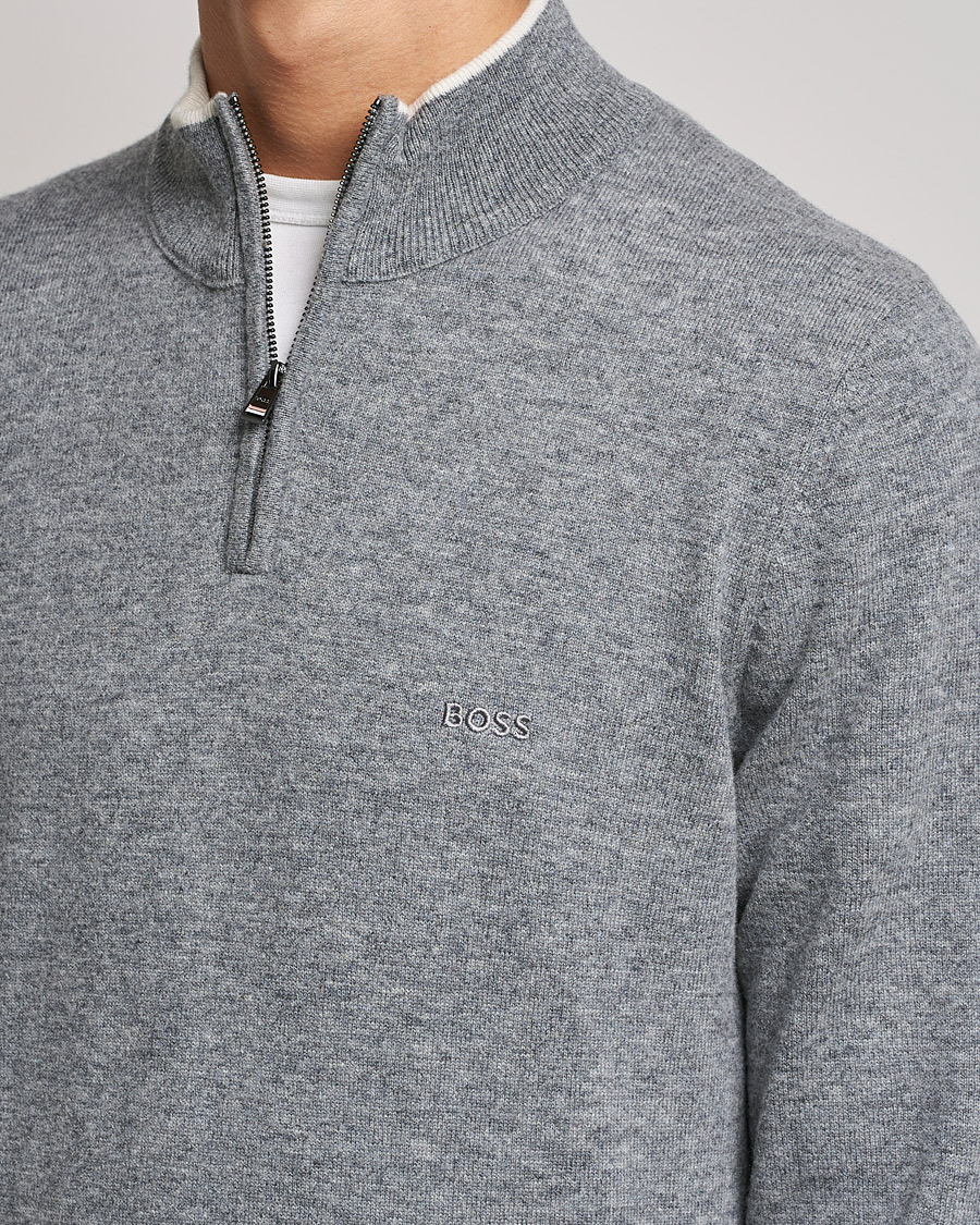 Hombres | Jerséis y prendas de punto | BOSS BLACK | Barlo Lambswool Half Zip Silver