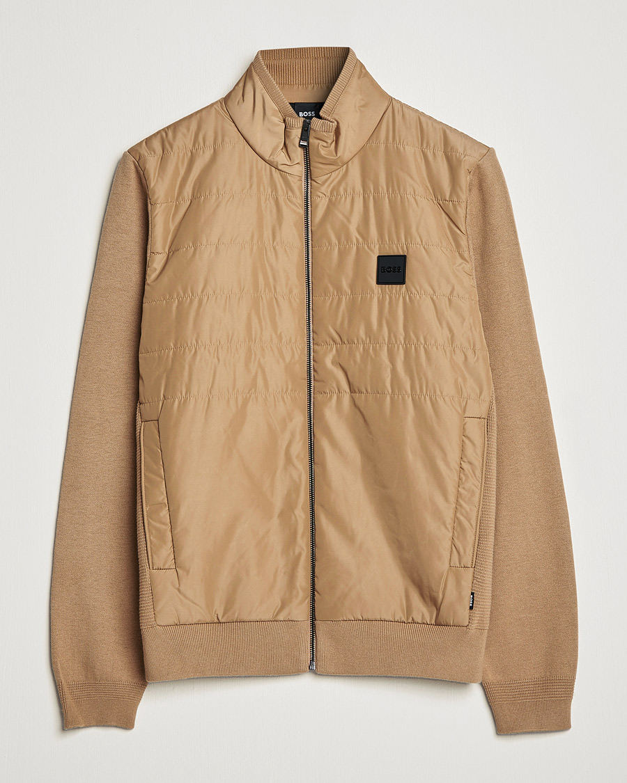 Hombres | Jerséis y prendas de punto | BOSS BLACK | BOSS Lavando Hybrid Full Zip Medium Beige