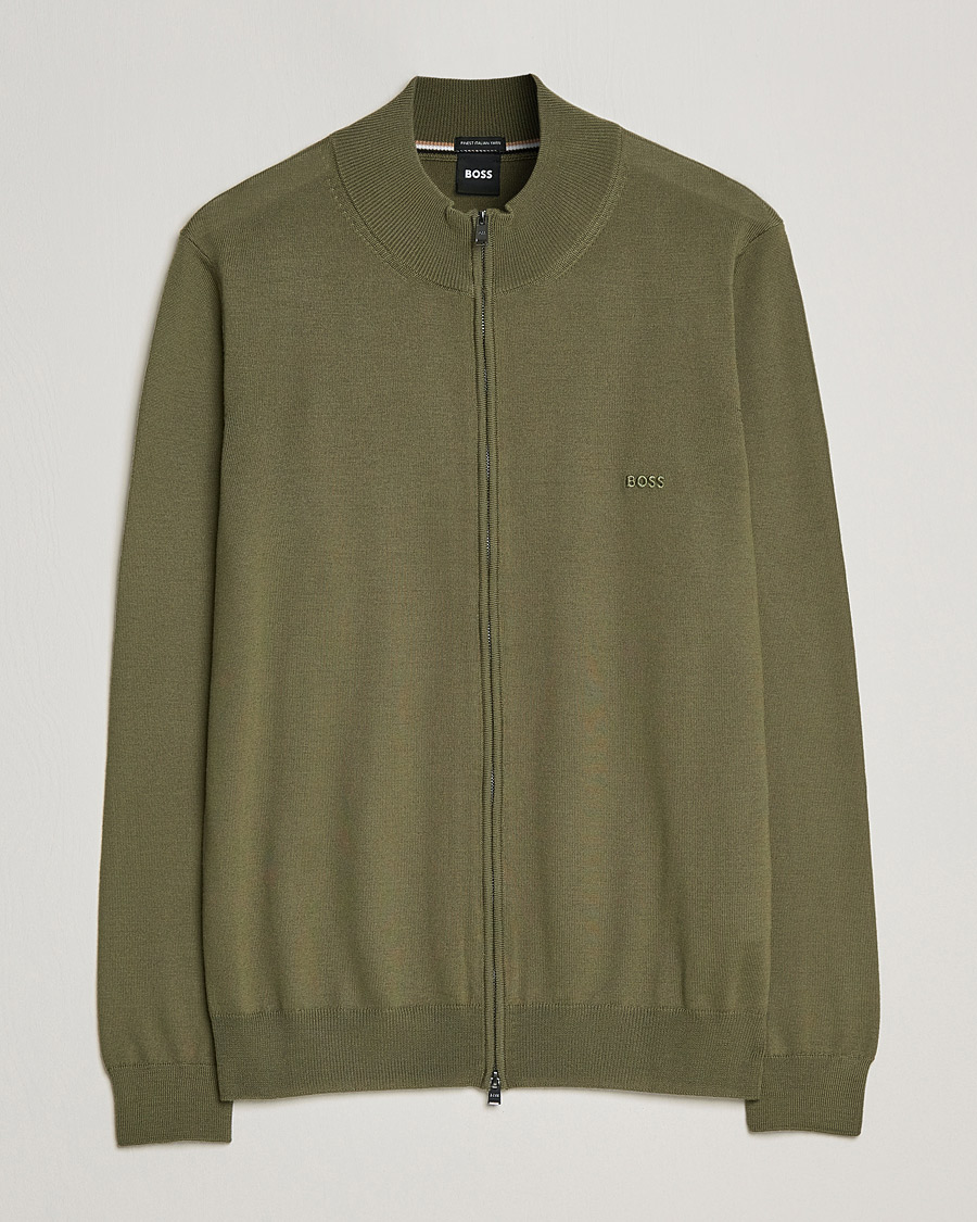 Hombres | Jerséis y prendas de punto | BOSS BLACK | Balonso Full Zip Sweater Open Green