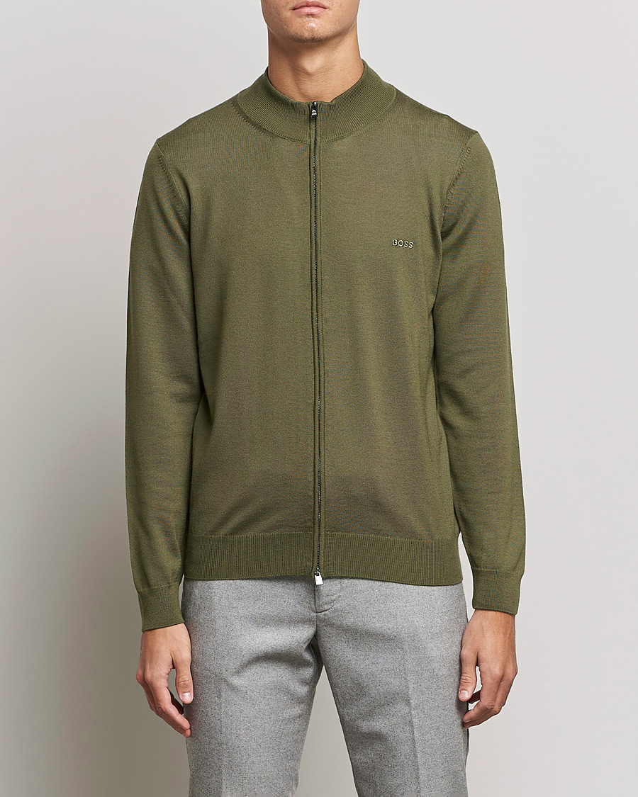 Hombres | Jerséis y prendas de punto | BOSS BLACK | Balonso Full Zip Sweater Open Green