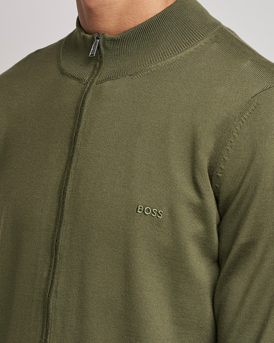 Hombres | Jerséis y prendas de punto | BOSS BLACK | Balonso Full Zip Sweater Open Green