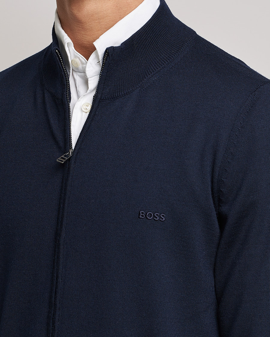 Hombres | Jerséis y prendas de punto | BOSS BLACK | Balonso Full Zip Sweater Dark Blue