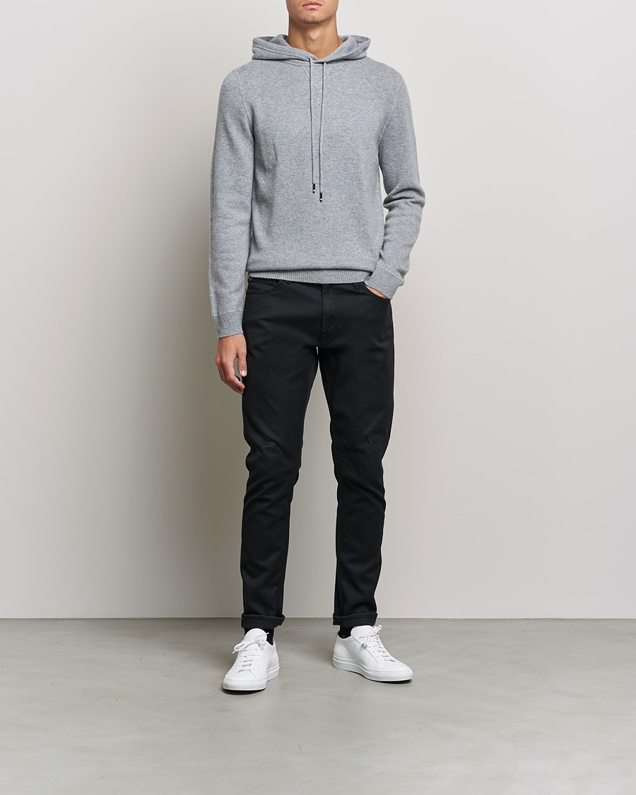 Hombres | Jerséis y prendas de punto | BOSS BLACK | BOSS Tailored Luxus Cashmere Hoodie Silver
