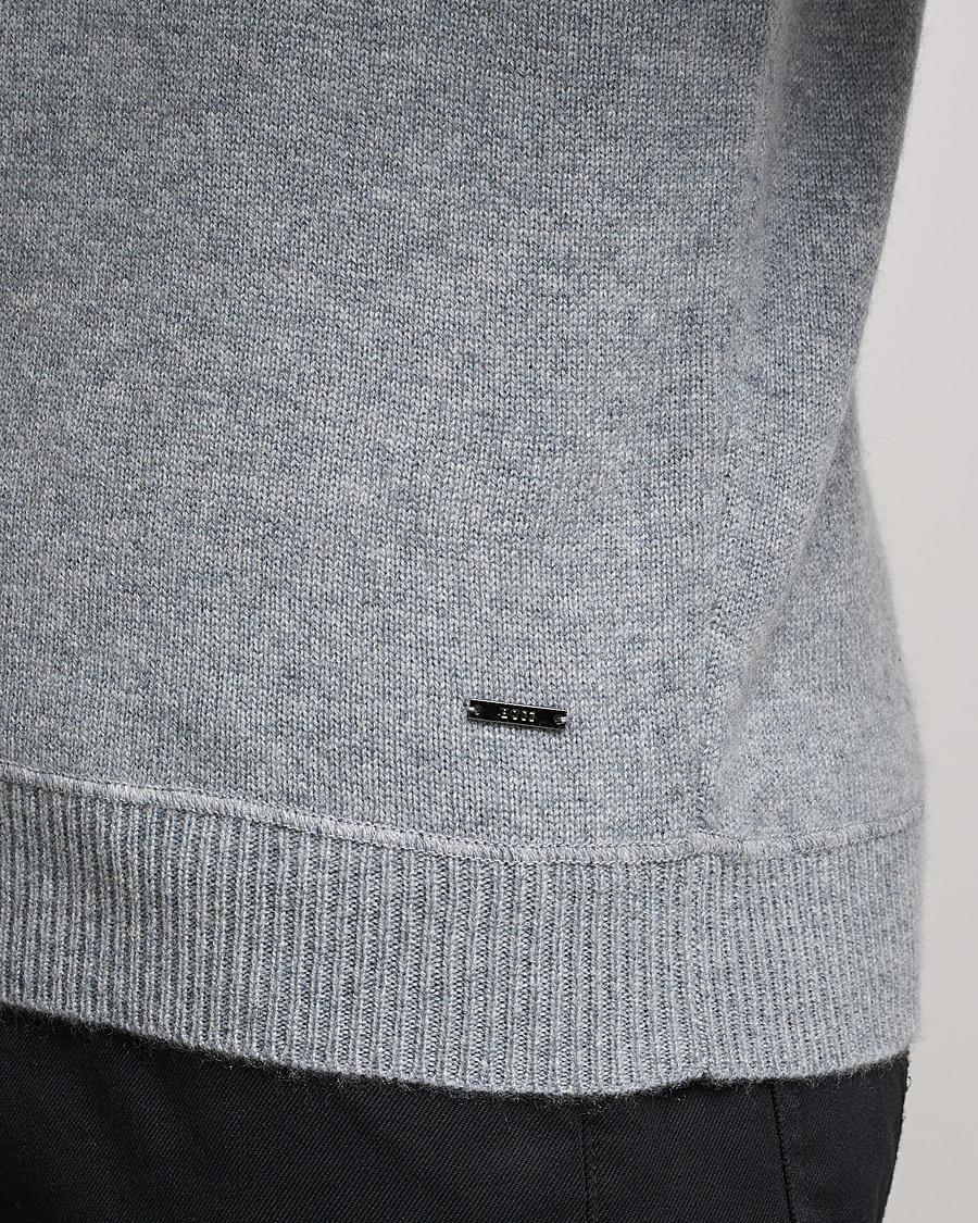 Hombres | Jerséis y prendas de punto | BOSS BLACK | BOSS Tailored Luxus Cashmere Hoodie Silver