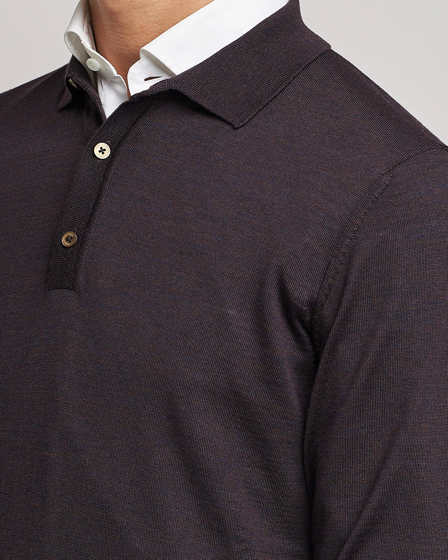 Hombres | Jerséis y prendas de punto | BOSS BLACK | Lancione Merino Knitted Polo Medium Brown
