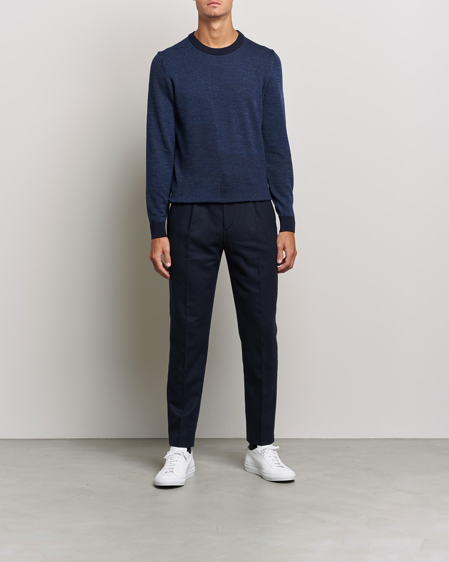 Hombres | Jerséis y prendas de punto | BOSS BLACK | Leugenio Strucktured Block Sweater Dark Blue