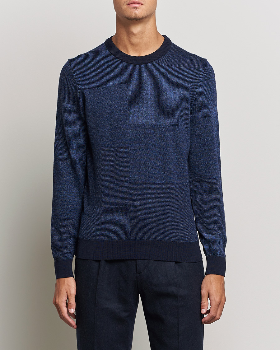 Hombres | Jerséis y prendas de punto | BOSS BLACK | Leugenio Strucktured Block Sweater Dark Blue