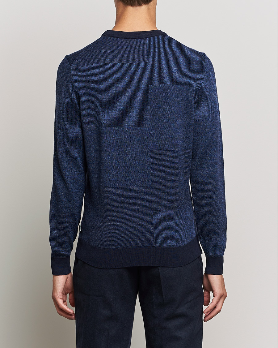 Hombres | Jerséis y prendas de punto | BOSS BLACK | Leugenio Strucktured Block Sweater Dark Blue
