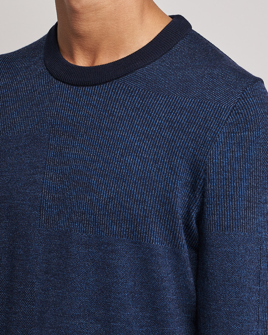 Hombres | Jerséis y prendas de punto | BOSS BLACK | Leugenio Strucktured Block Sweater Dark Blue