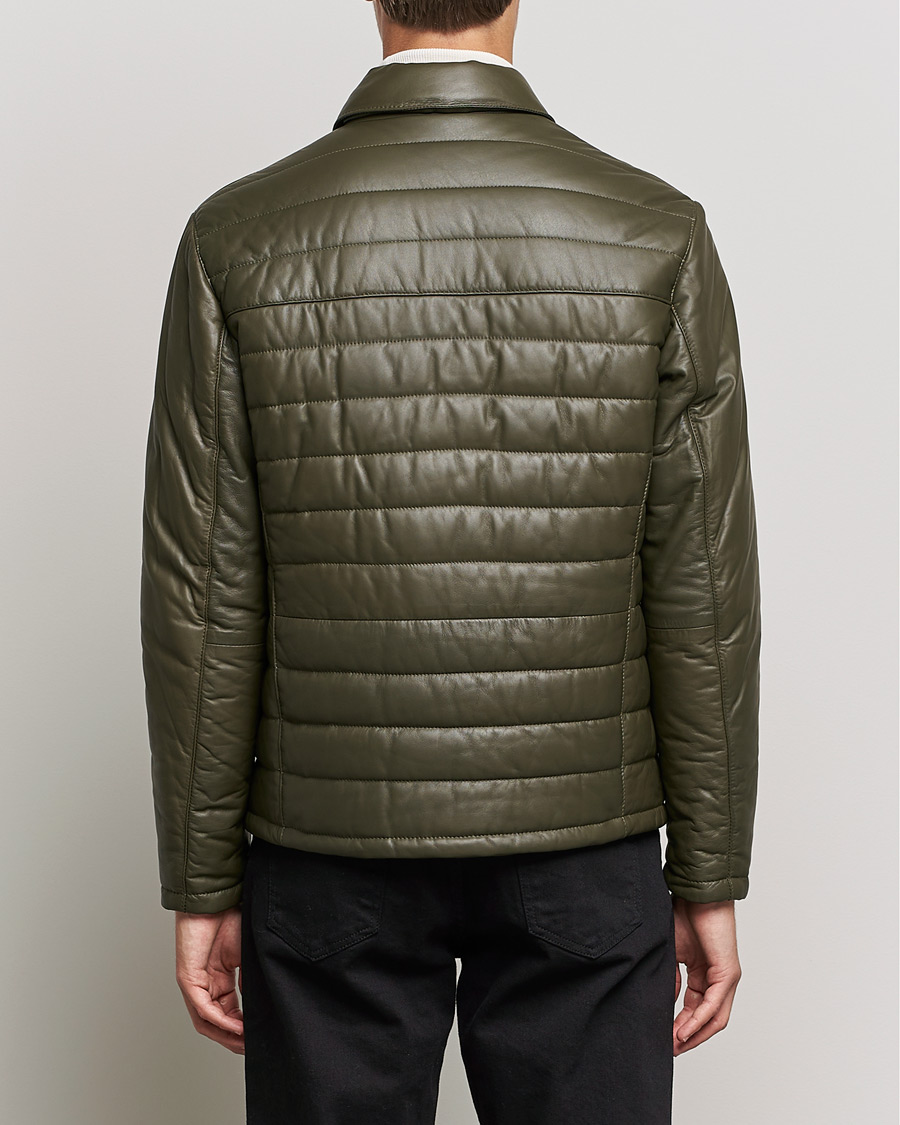 Hombres | Abrigos y chaquetas | BOSS BLACK | Milted Padded Leather Jacket Open Green