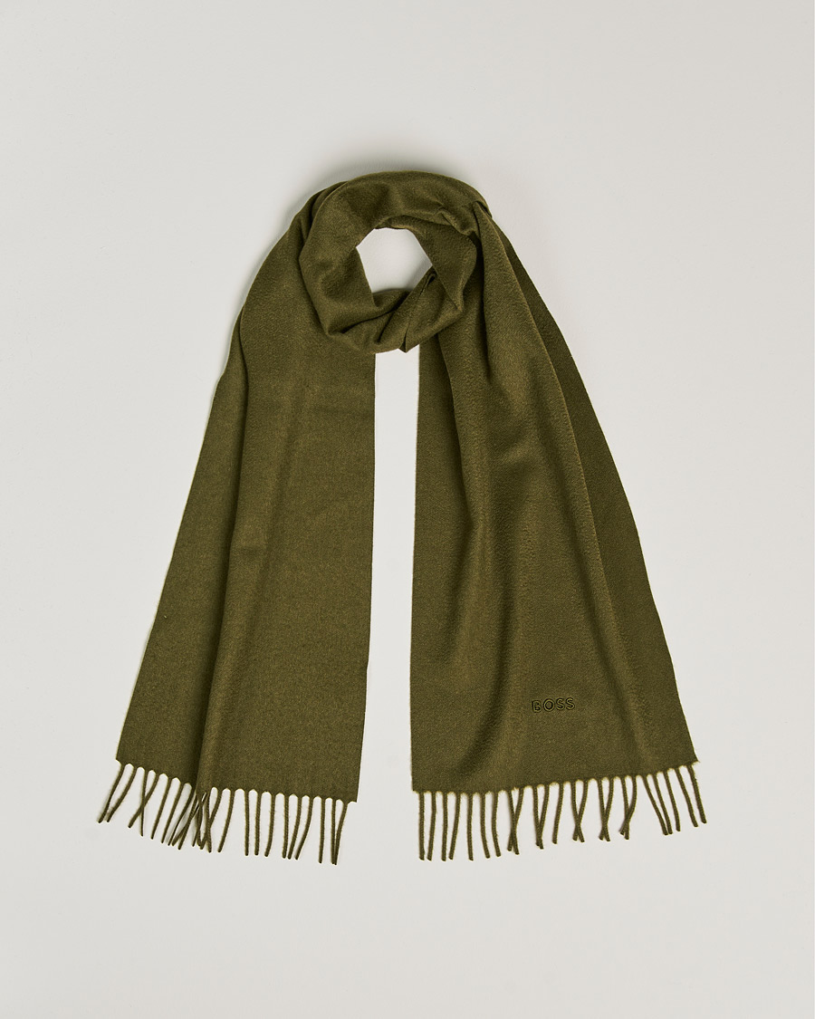 Hombres | Scottas Cashmere Scarf Open Green | BOSS BLACK | Scottas Cashmere Scarf Open Green