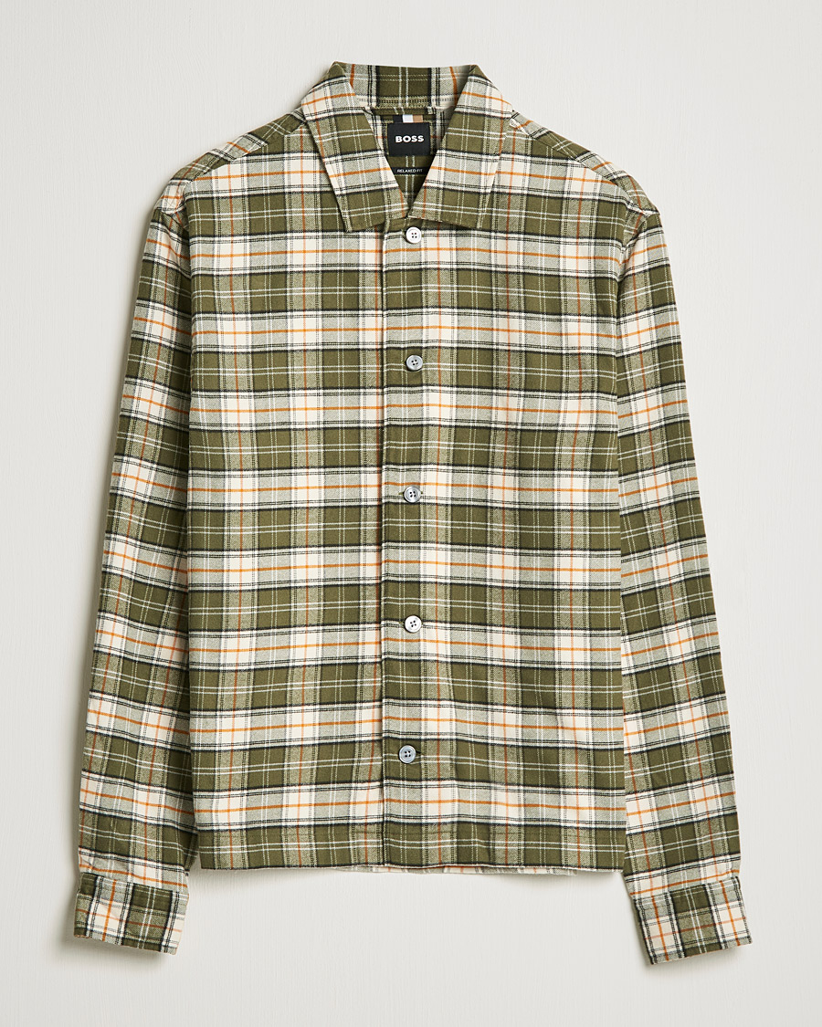 Hombres | Camisas | BOSS BLACK | Nolan Check Flannel Shirt Open Green