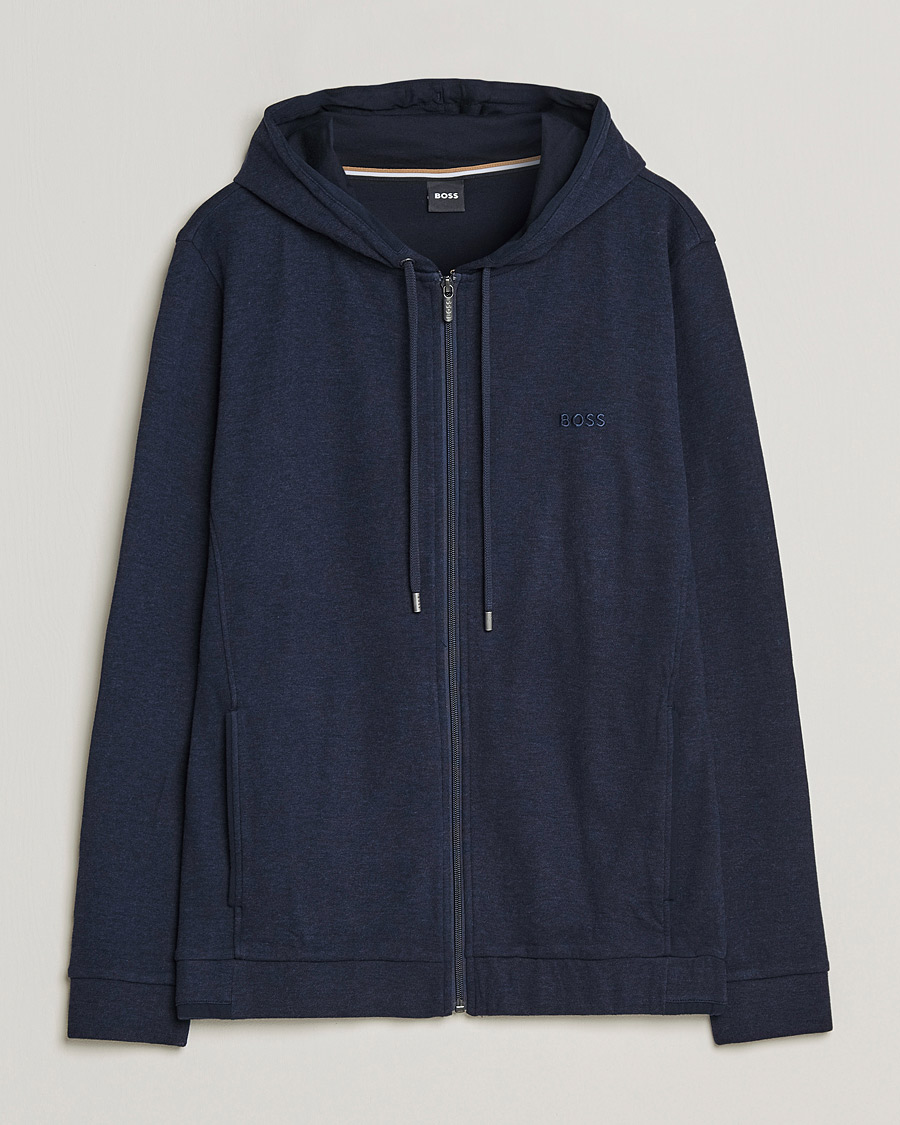 Hombres | Jerséis y prendas de punto | BOSS BLACK | Cashmere Full Zip Hoodie Dark Blue