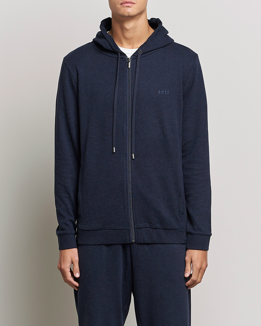 Hombres | Jerséis y prendas de punto | BOSS BLACK | Cashmere Full Zip Hoodie Dark Blue