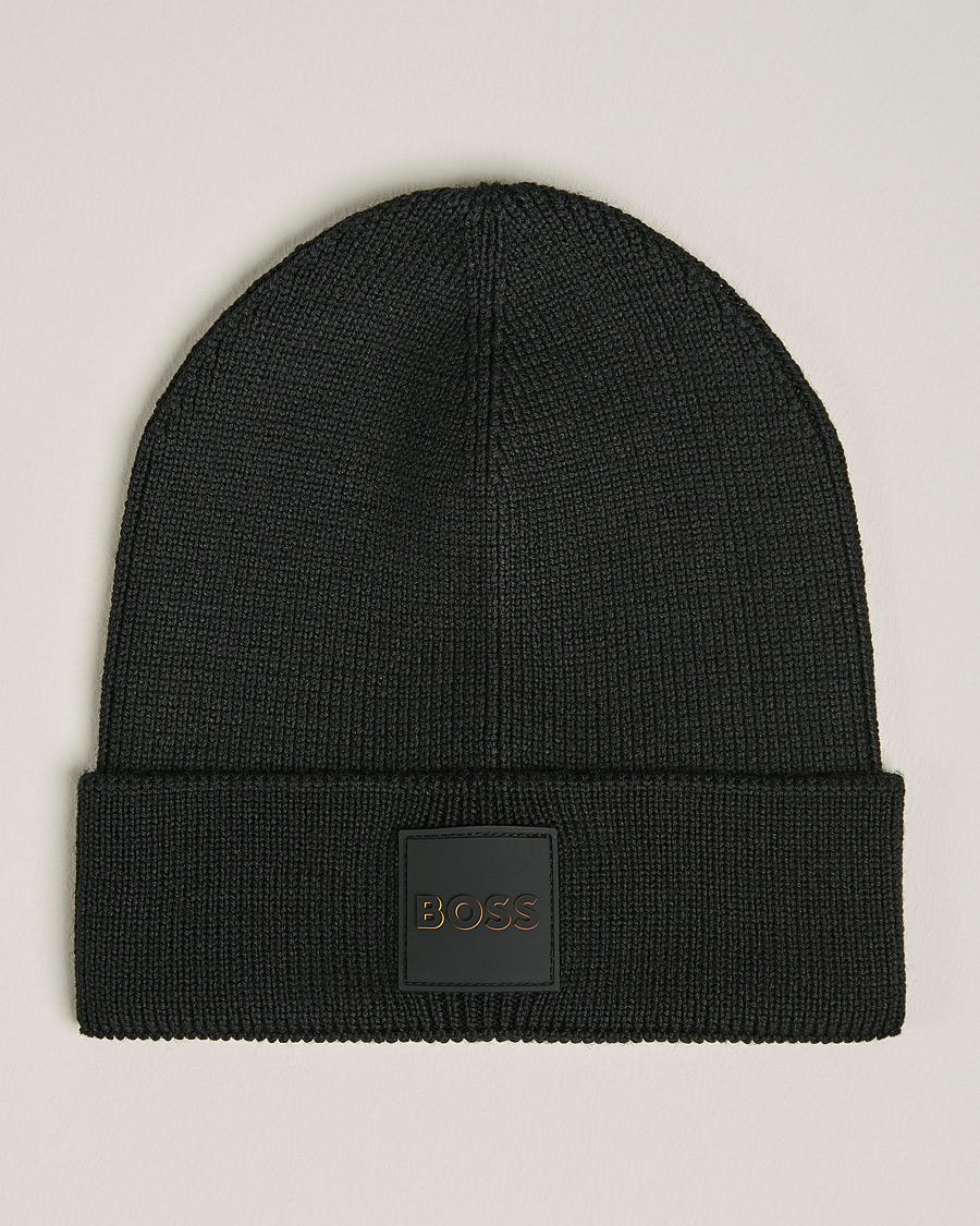 Hombres | BOSS Casual Foxxy Logo Beanie Black | BOSS ORANGE | BOSS Casual Foxxy Logo Beanie Black