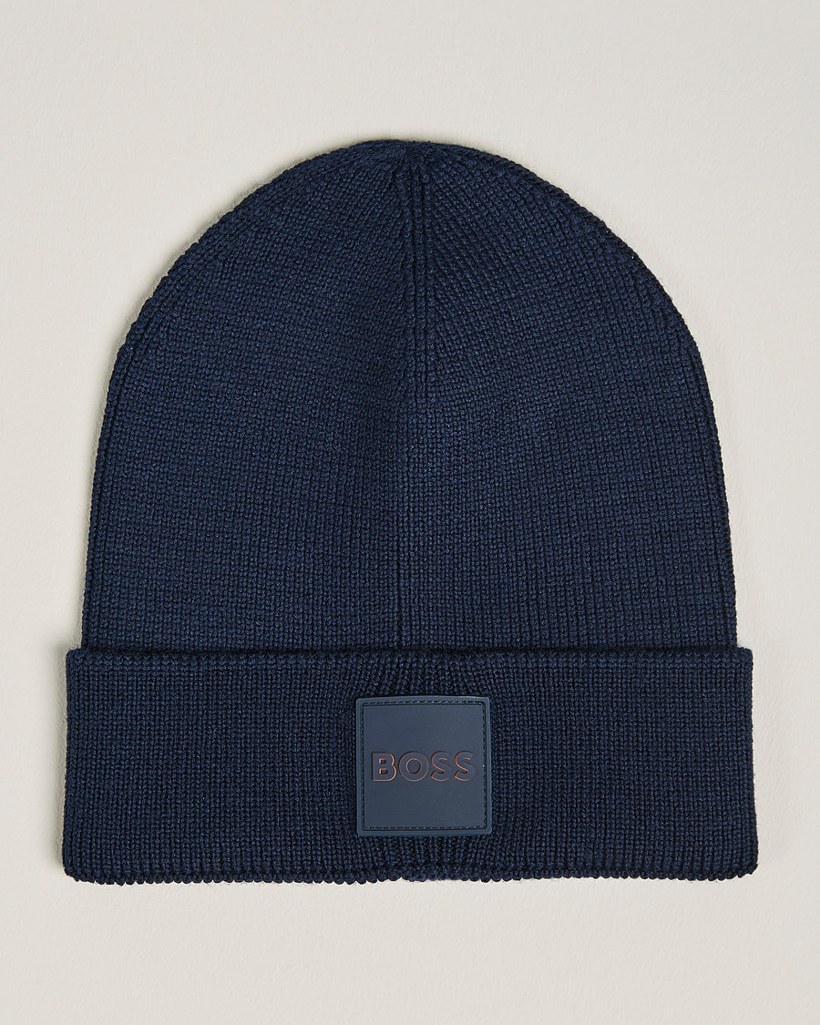 Hombres | BOSS Casual Foxxy Logo Beanie Dark Blue | BOSS ORANGE | BOSS Casual Foxxy Logo Beanie Dark Blue