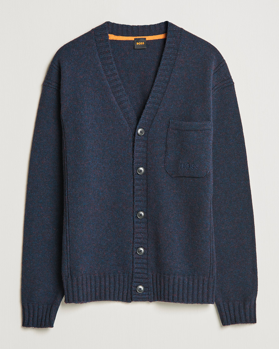 Hombres | Jerséis y prendas de punto | BOSS ORANGE | BOSS Casual Kouzzle Knitted Cardigan Dark Blue