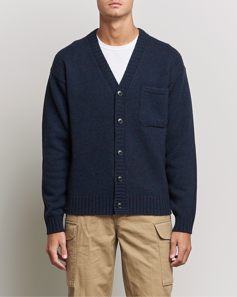 Hombres | Jerséis y prendas de punto | BOSS ORANGE | BOSS Casual Kouzzle Knitted Cardigan Dark Blue