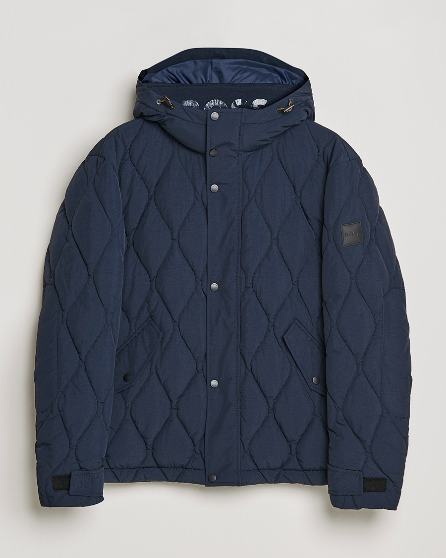 Hombres | Abrigos y chaquetas | BOSS ORANGE | Onlet Quilted Down Jacket Dark Blue