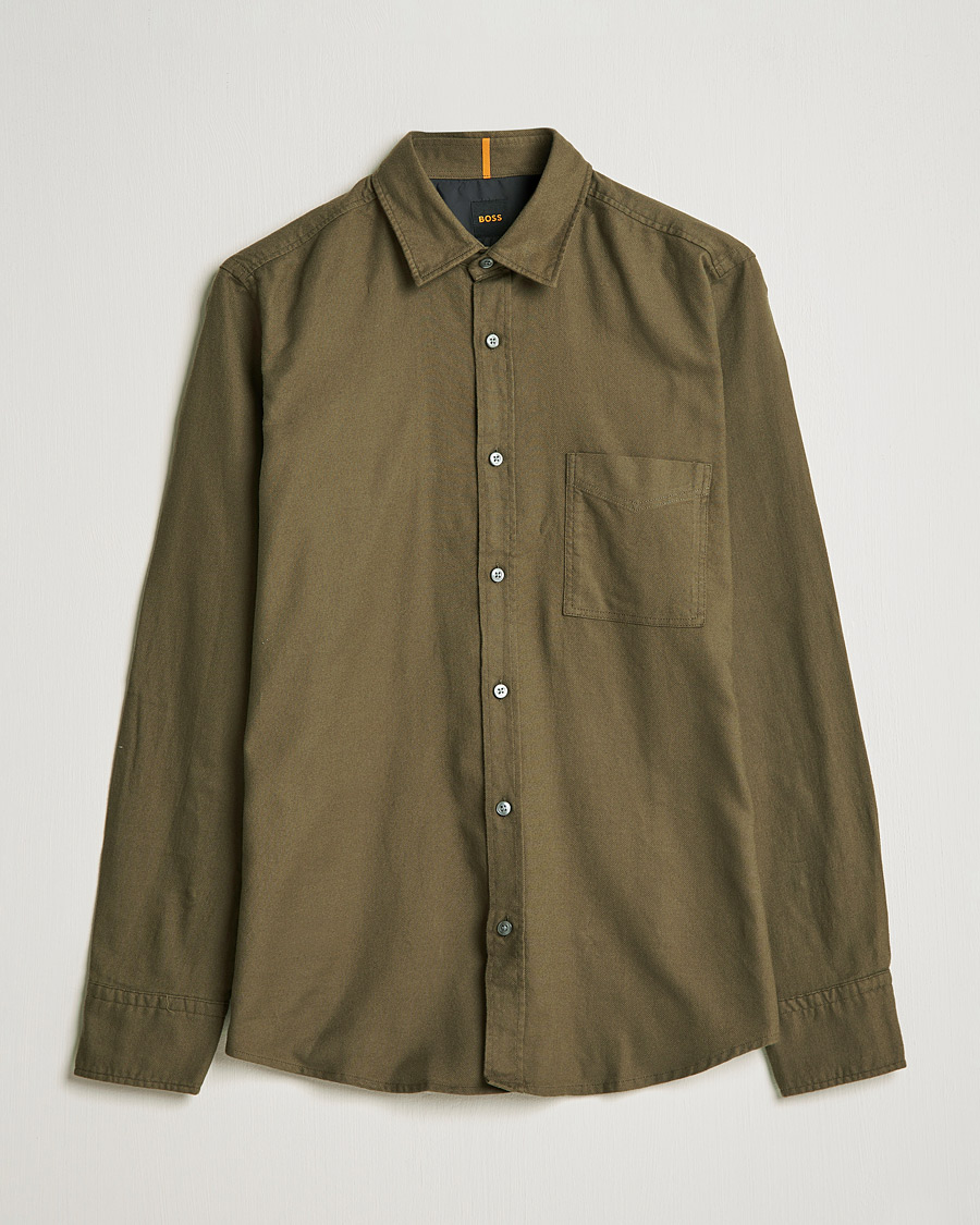 Hombres | Camisas | BOSS ORANGE | Relegant Flannel Shirt Dark Green