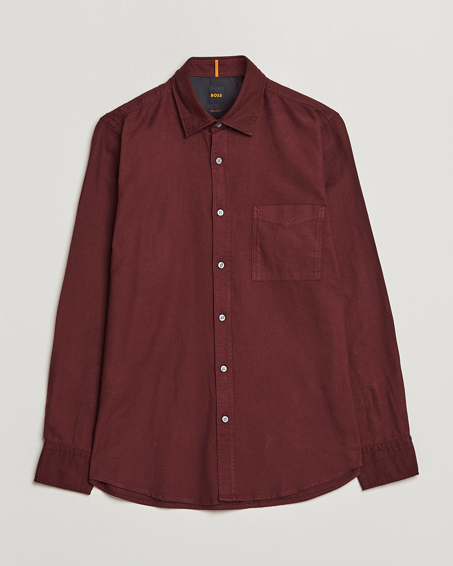 Hombres | Camisas | BOSS ORANGE | Relegant Flannel Shirt Dark Red