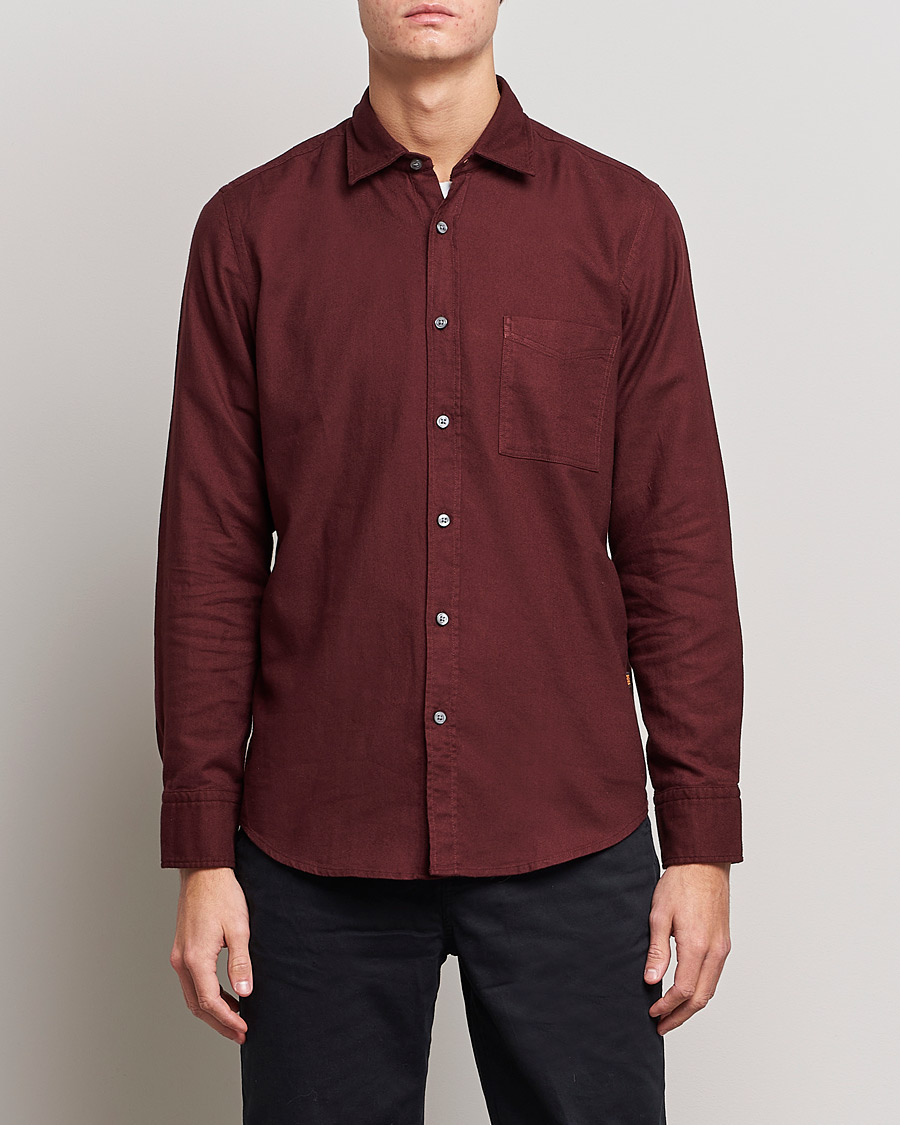 Hombres | Camisas | BOSS ORANGE | Relegant Flannel Shirt Dark Red