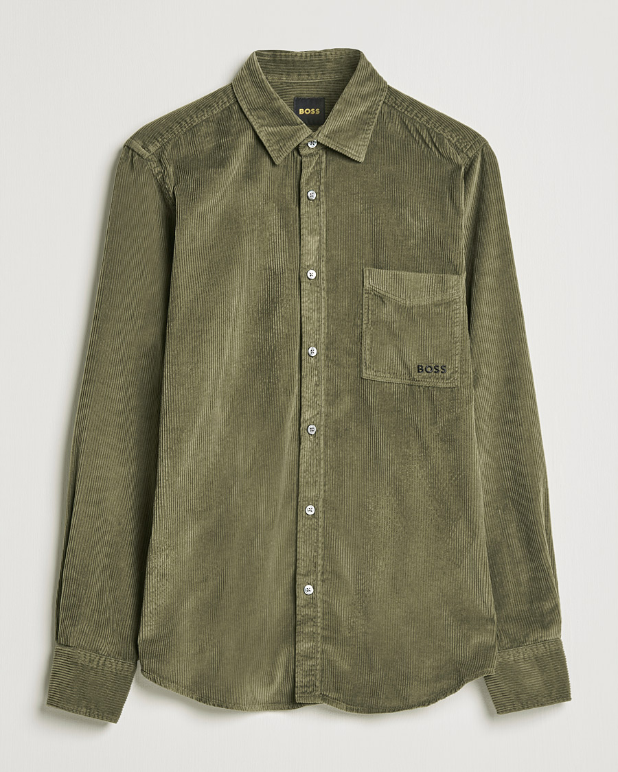Hombres | Camisas | BOSS ORANGE | Relegant Corduroy Shirt Dark Green