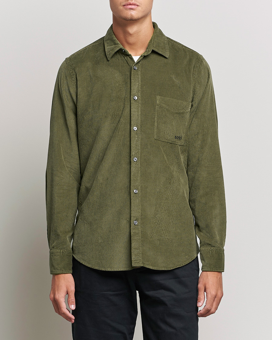 Hombres | Camisas | BOSS ORANGE | Relegant Corduroy Shirt Dark Green