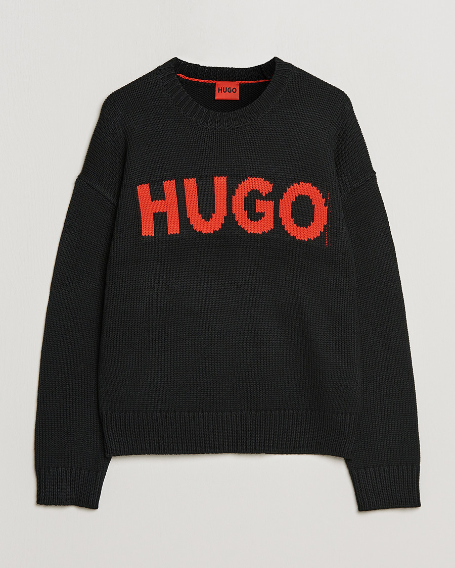 Hombres | Jerséis y prendas de punto | HUGO | Slogonon Knitted Sweater Black