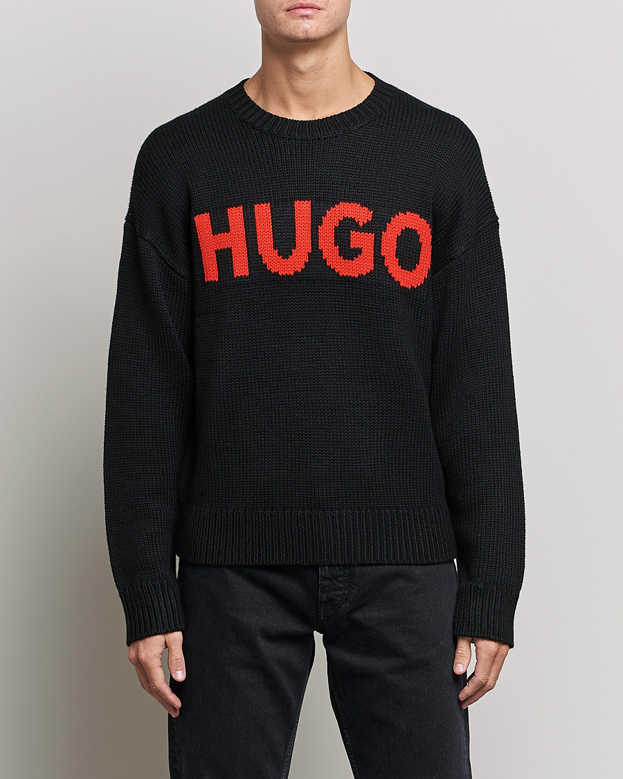Hombres | Jerséis y prendas de punto | HUGO | Slogonon Knitted Sweater Black