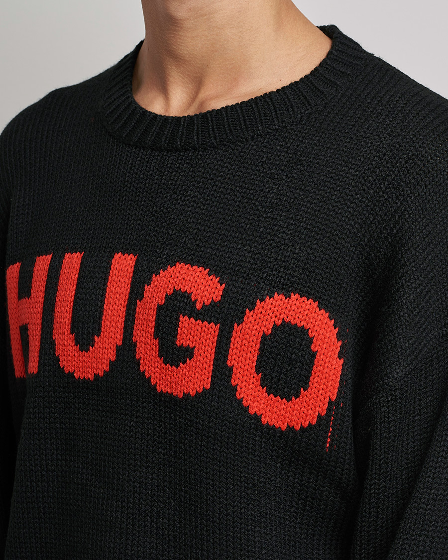 Hombres | Jerséis y prendas de punto | HUGO | Slogonon Knitted Sweater Black