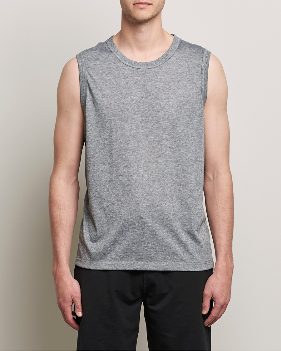 Hombres | Camisetas de lino | Sunspel | Active Vest Grey Melange