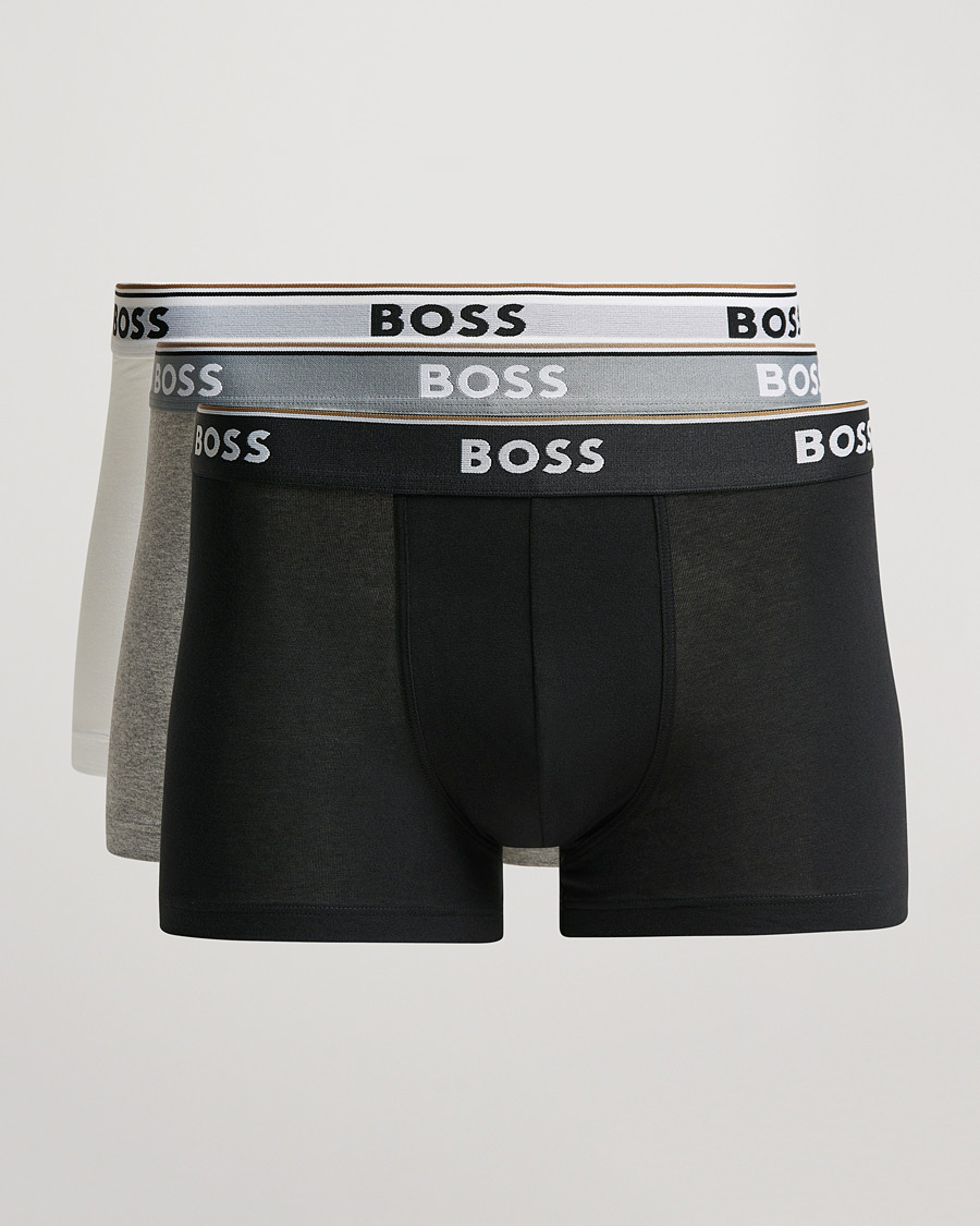 Hombres | Ropa interior y calcetines | BOSS BLACK | 3-Pack Trunk Boxer Shorts White/Grey/Black