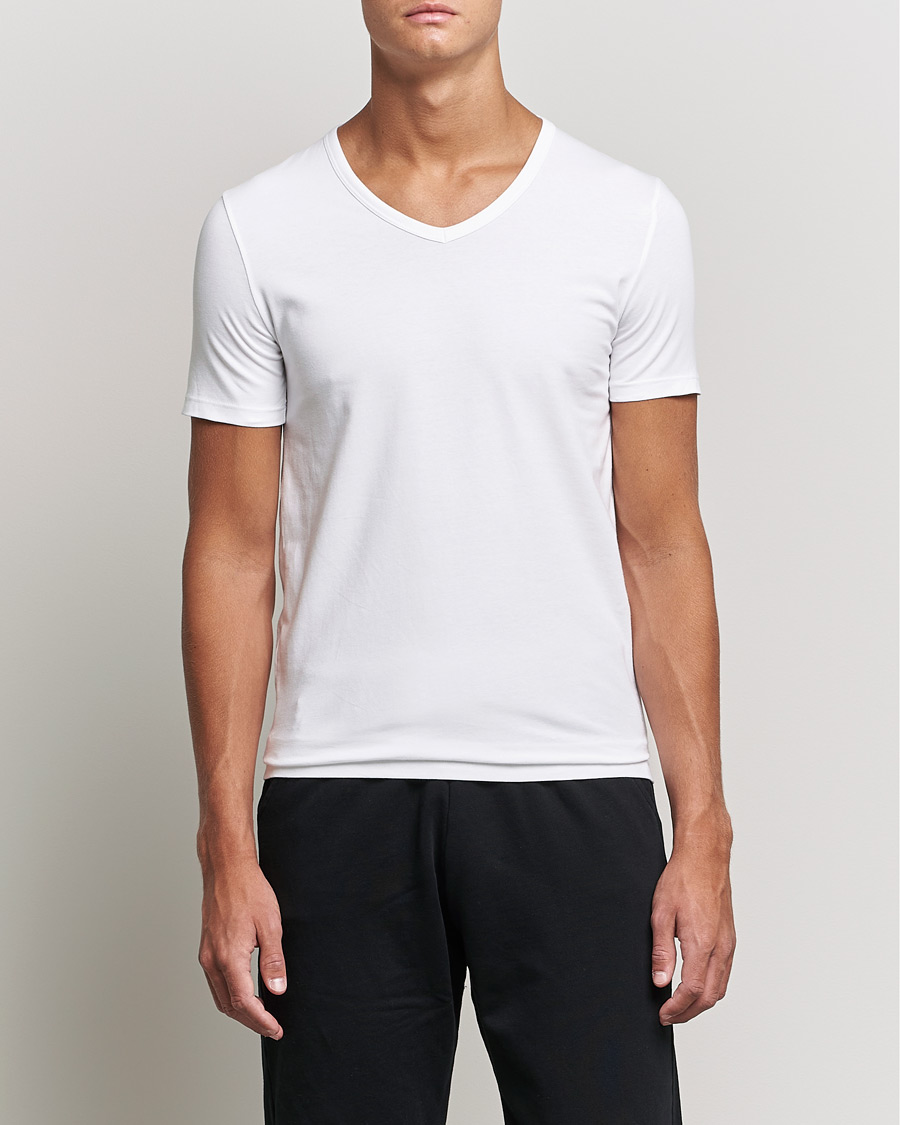 Hombres | Camisetas | BOSS BLACK | 2-Pack V-Neck Slim Fit T-Shirt White