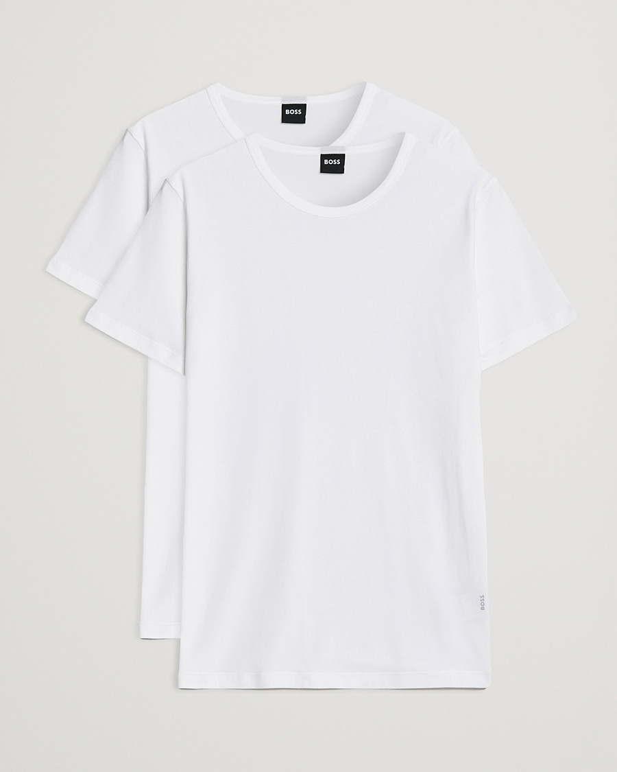 Hombres | Camisetas | BOSS BLACK | 2-Pack Crew Neck Slim Fit T-Shirt White