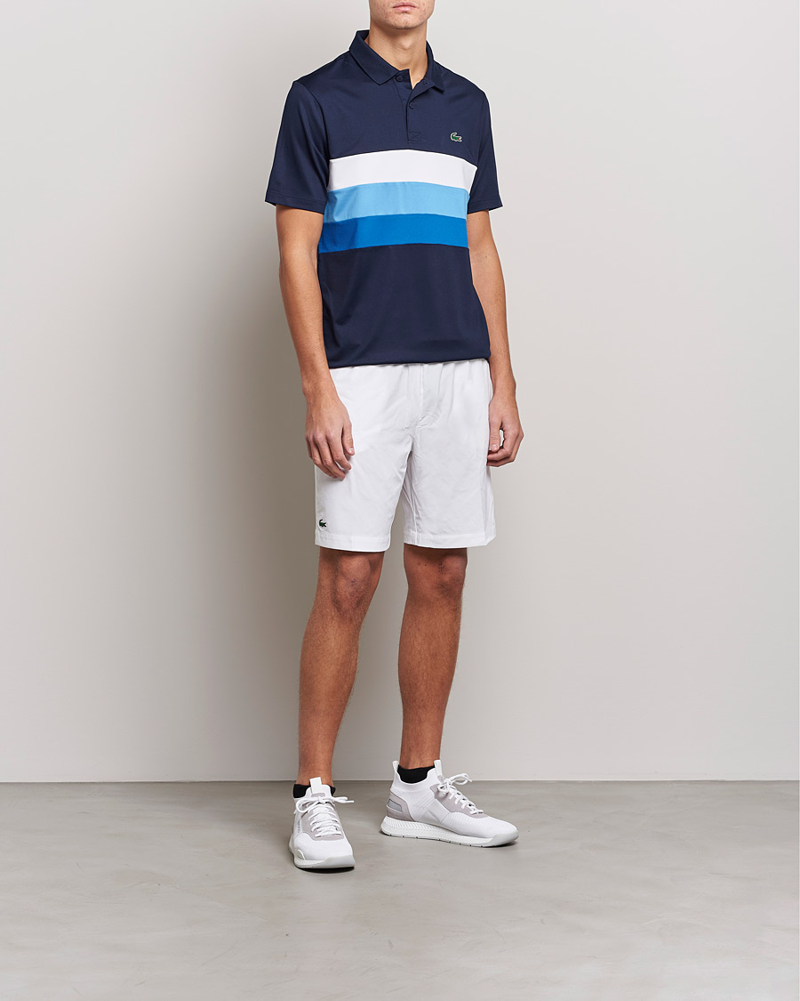 Hombres | Polos | Lacoste Sport | Performance Striped Polo Navy Blue
