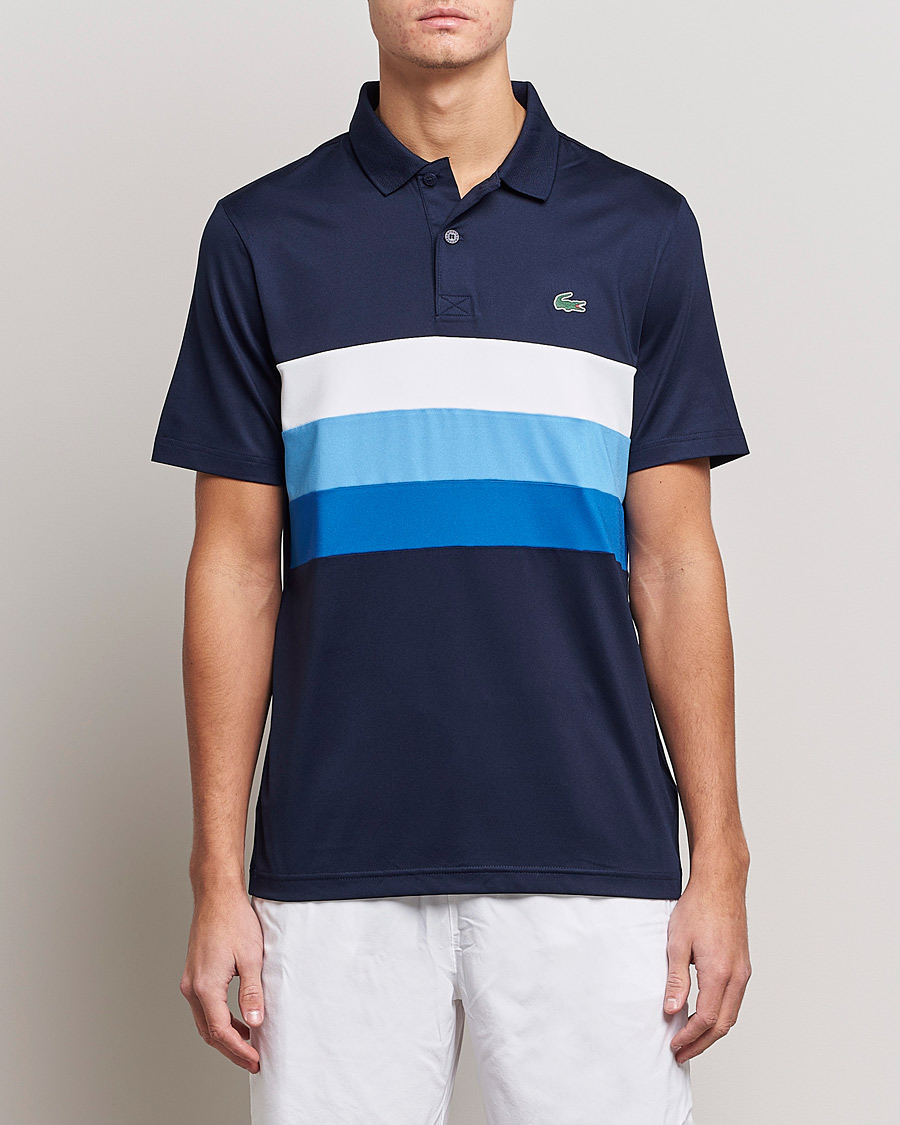 Hombres | Polos | Lacoste Sport | Performance Striped Polo Navy Blue