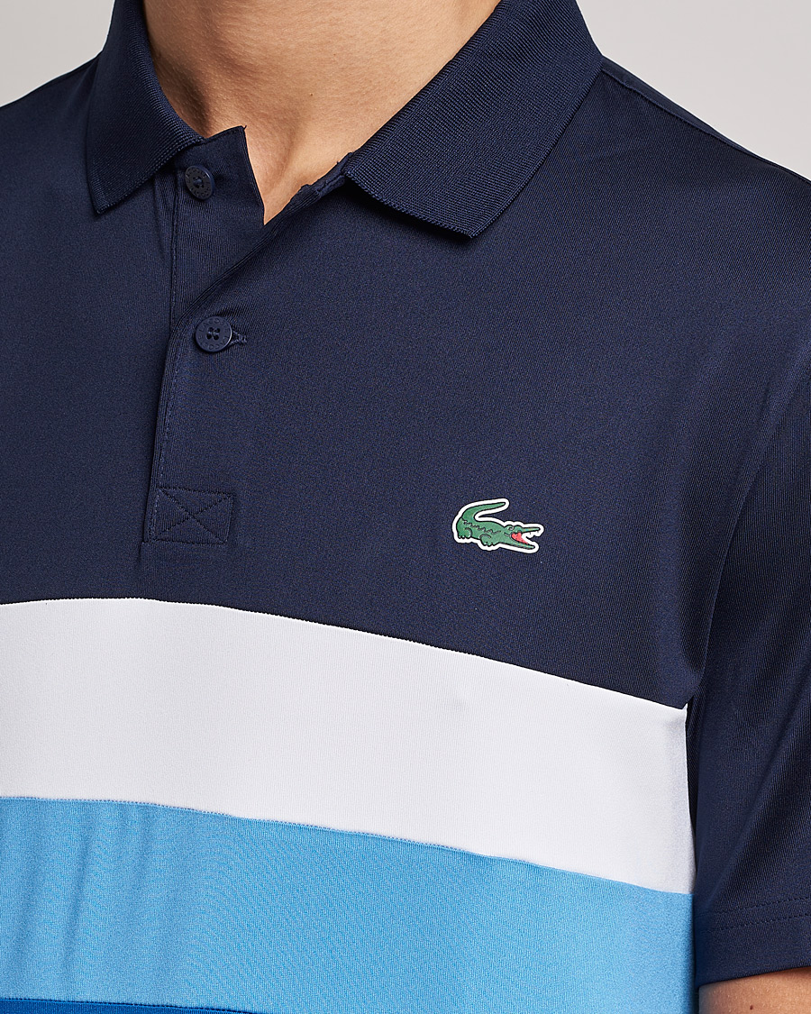 Hombres | Polos | Lacoste Sport | Performance Striped Polo Navy Blue