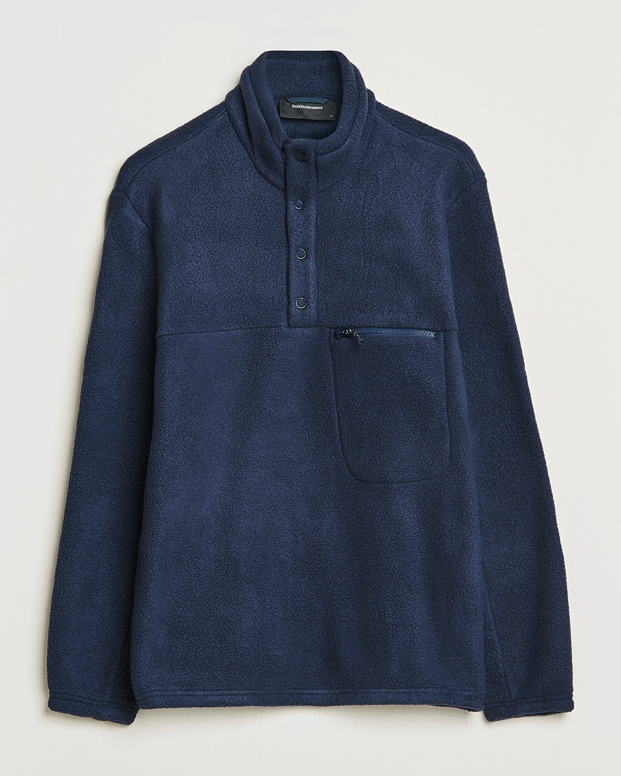 Hombres | Jerséis y prendas de punto | Peak Performance | Fleece Snap T-Neck Blue Shadow