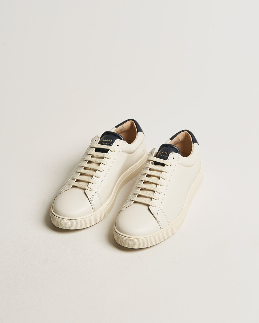 Hombres | Zespà ZSP4 Nappa Leather Sneakers Off White/Navy | Zespà | ZSP4 Nappa Leather Sneakers Off White/Navy