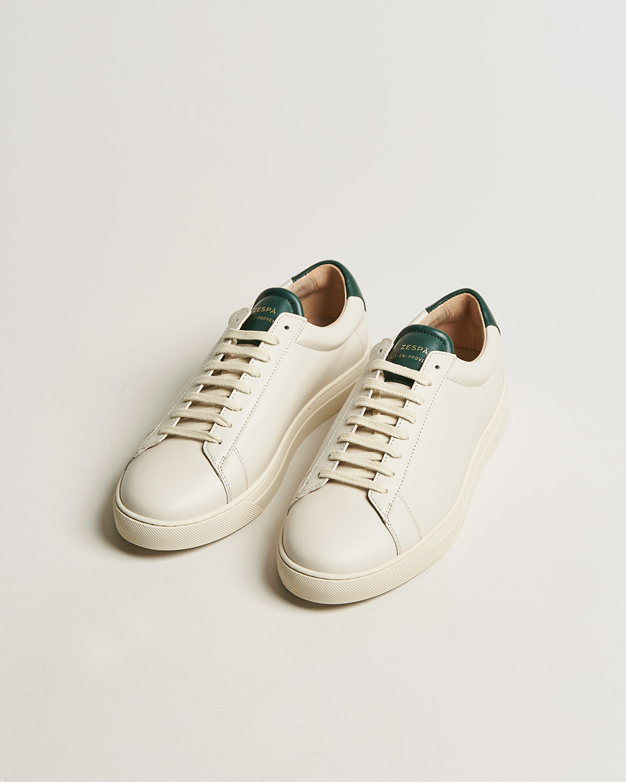 Hombres | Zespà ZSP4 Nappa Leather Sneakers Off White/Vert Sombre | Zespà | ZSP4 Nappa Leather Sneakers Off White/Vert Sombre