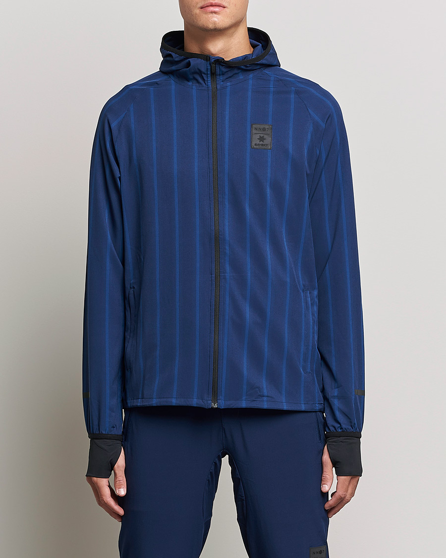 Hombres | Jerséis y prendas de punto | NN07 | Pace Hooded Running Jacket Navy Stripe