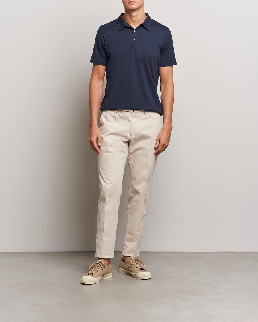 Hombres | Polos | Sunspel | Cotton Jersey Polo Navy