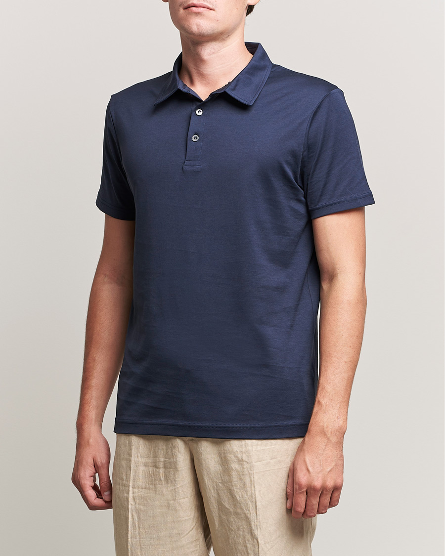 Hombres | Camisas polo de manga corta | Sunspel | Cotton Jersey Polo Navy